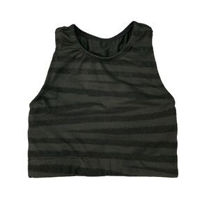 Adam Selman Racer Crop Top Womens XS Extra Small Black Tiger Perforated Panel